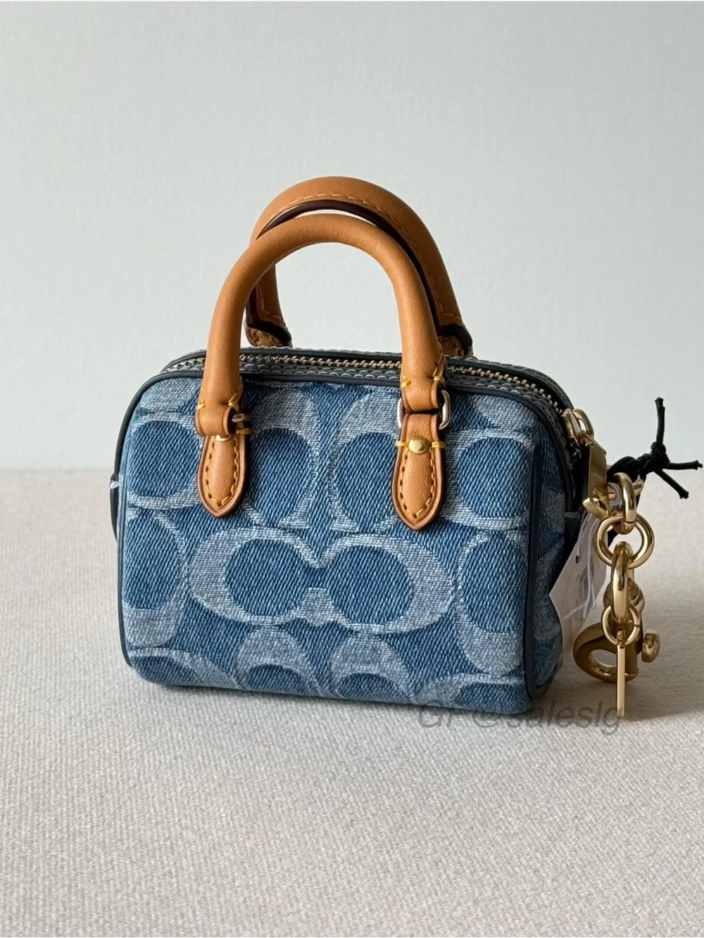 NWT Coach Mini Rowan Bag Charm In Signature Denim CDB20